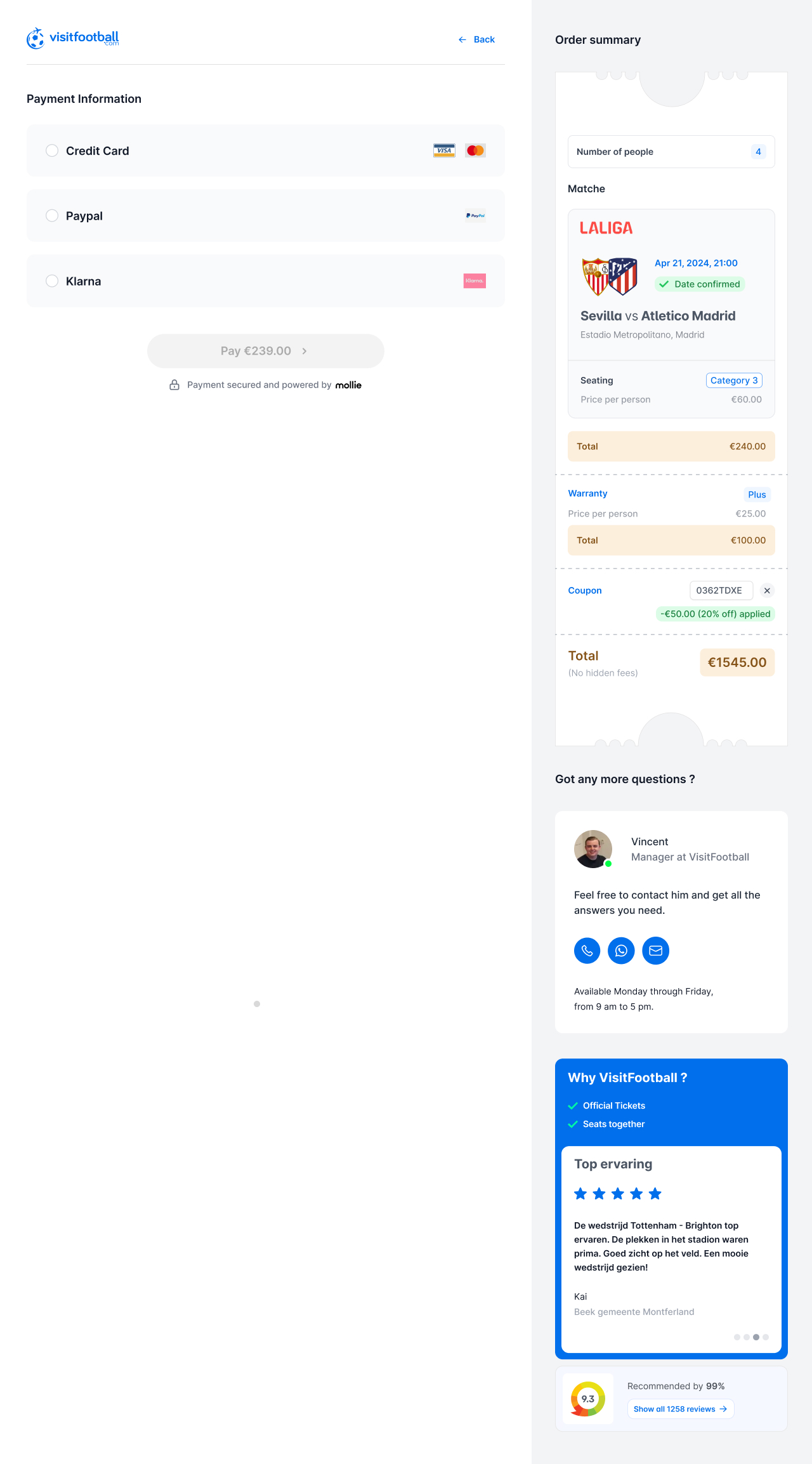 Desktop checkout crop showing payment methods and the persistent order summary