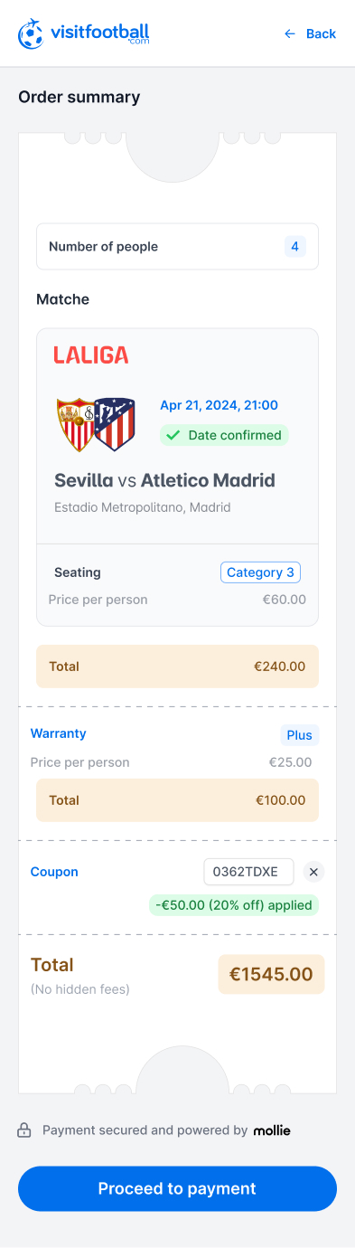 Mobile checkout: Order summary